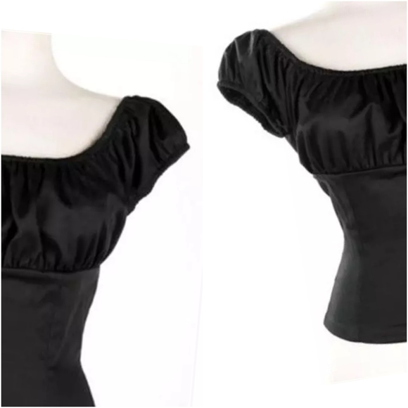 Pin Up Rockabilly Short Sleeve Off Shoulder Top - Picture 2 of 7